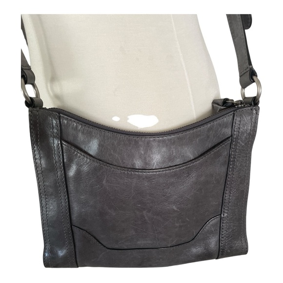 Frye Melissa Zip Crossbody Bag | Elegant Grey Leather | Classic Style - Picture 3 of 6